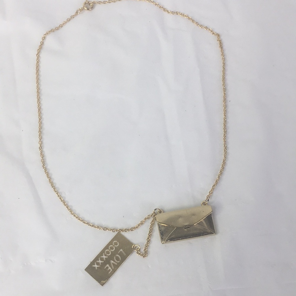 Gold Tone Love ❤️ note stainless steel envelope ✉️ necklace 15"